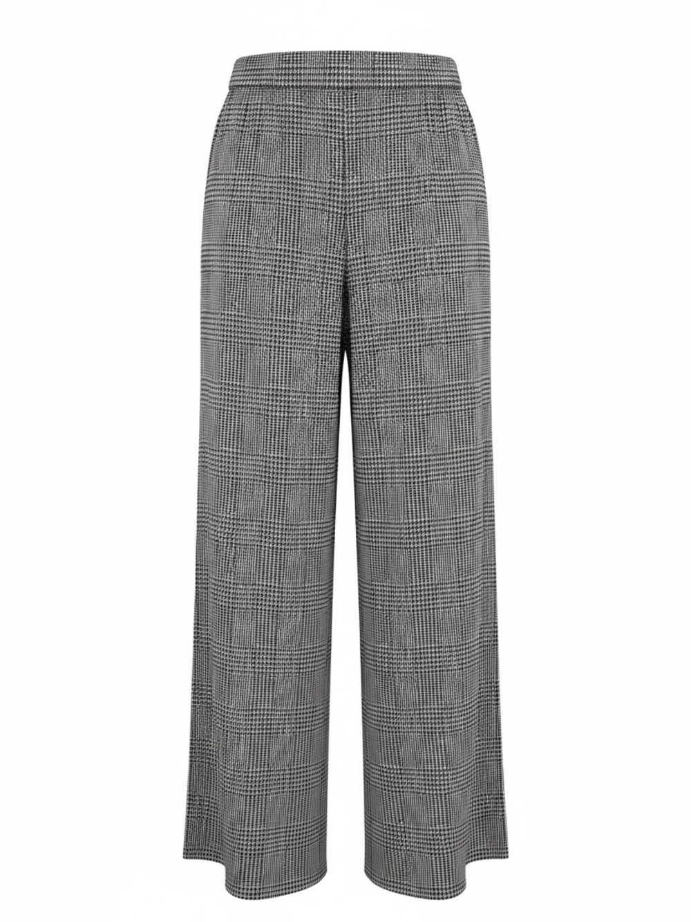 J Jill Wearever Collection Plaid Wide Leg Pants L Black Gray Pull On Travel Knit